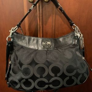 COACH Madison Audrey OP Art Black Satchel Purse.